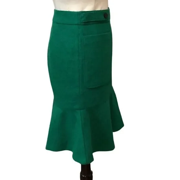 Anthropologie | Maeve | Green Wool Blend Skirt | 4 - Picture 6 of 12